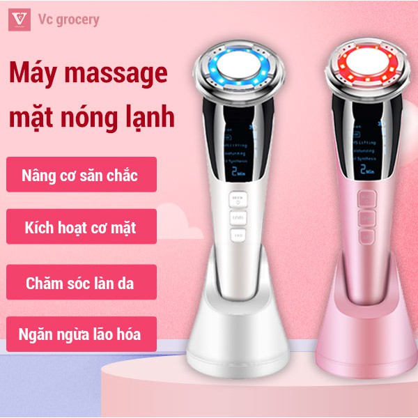 Máy massage mặt nóng lạnh ems dụng cụ làm đẹp trẻ hóa da nâng cơ mặt Búa Điện Di Nóng Lạnh Đa Chức Năng