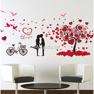 Decal cây trái tim tình yêu A863