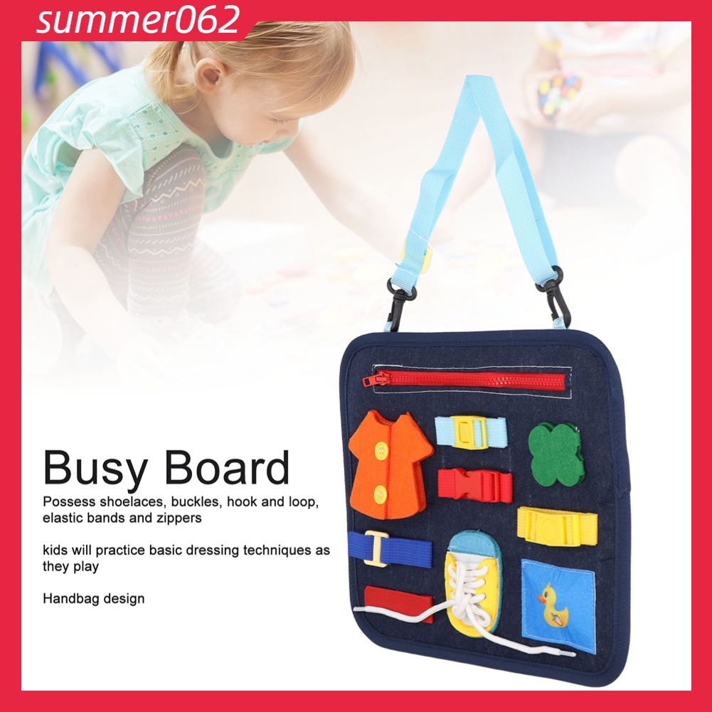 [Hàng Sẵn] Bảng vui chơi dành cho trẻ em Giáo dục sớm Giáo dục Khai sáng Đồ chơi Giáo dục Trẻ em Nút quần áo Túi nỉ【Summer062】