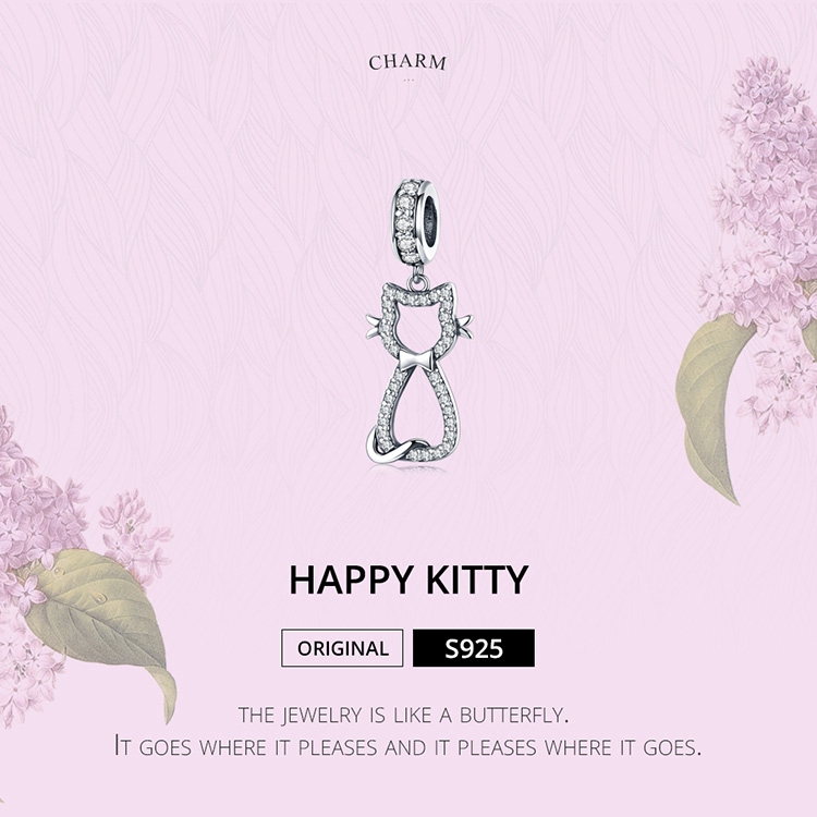 Hạt Trang Sức Bamoer Scc1162 Chốt Bạc Hình Chú Mèo Đính Đá Sáng Tạo Sử Dụng Làm Vòng Tay