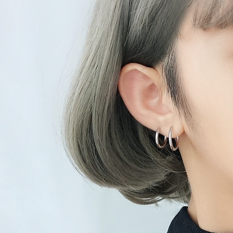 Bông Tai Tròn Bằng Thép Titan Phong Cách Hàn Quốc