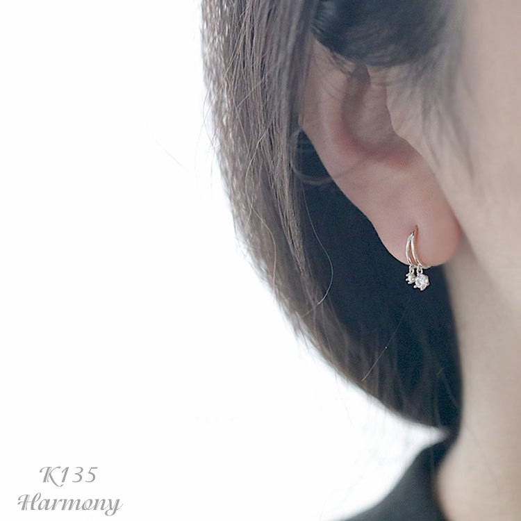 Khuyên tai nữ bạc mạ vàng, bông tai nữ tròn xinh xắn, đính đá phong cách Hàn Quốc K135| TRANG SỨC BẠC HARMONY