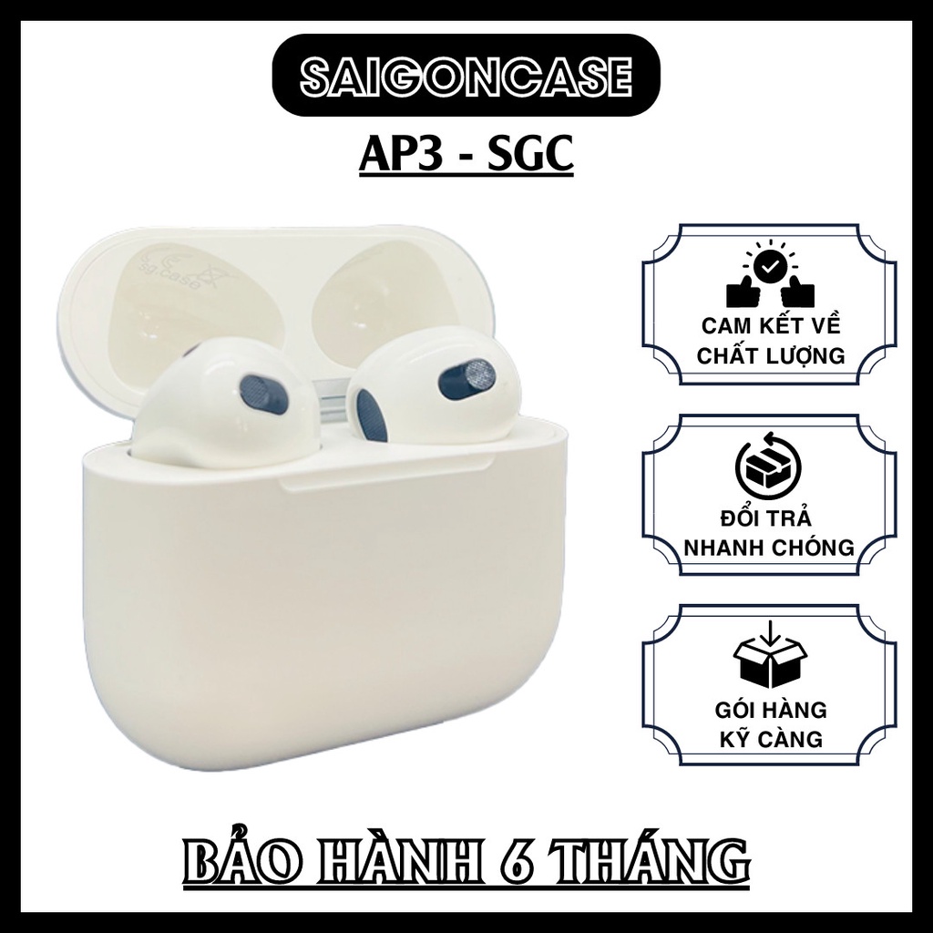 Tai Nghe Bluetooth không dây AP3 Cảm Biến Đa Điểm Không Dây 5.0 Định Vị - Đổi Tên - Sạc Không Dây