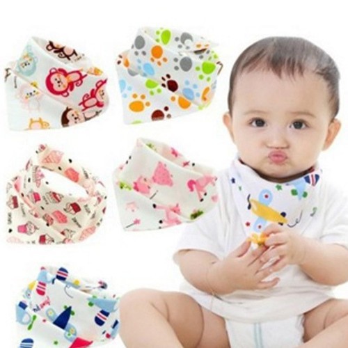 Set 10 Khăn Yếm Tam Giác Cotton Cúc Bấm Cho Bé