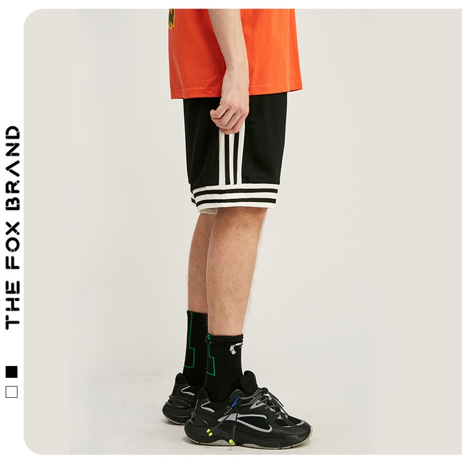Quần Short thể thao nam nữ Unisex Form rộng phong cách Ulzzang THE FOX phối sọc