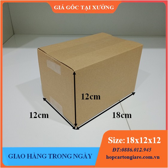 18x12x12 Combo 50 hộp carton đóng hàng 3 lớp giá tại xưởng, mua buôn liên hệ