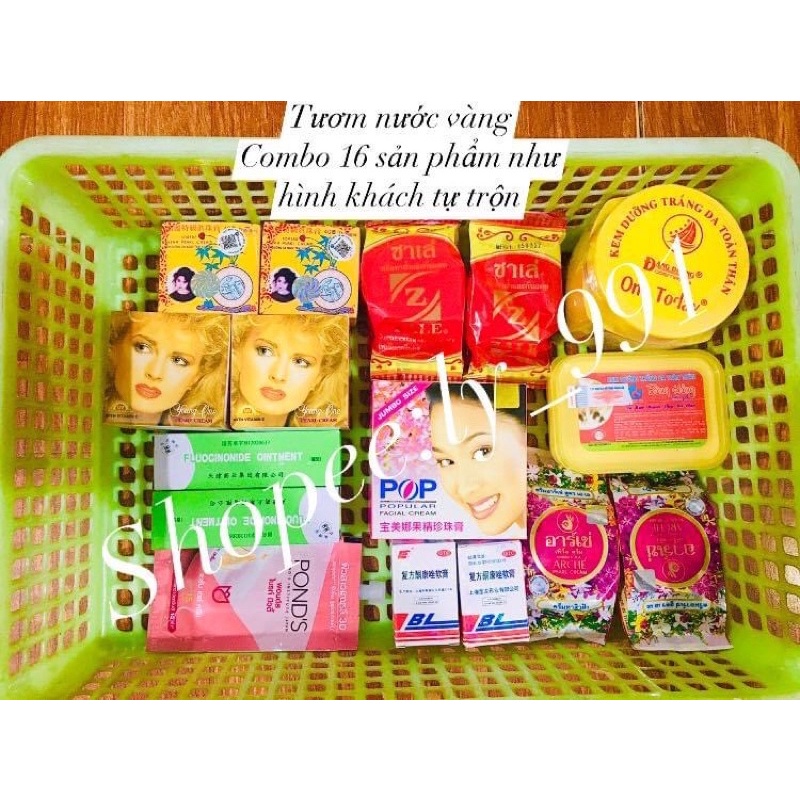 Combo kem trắng da toàn thân cho da ngâm kem tươm dầu vàng  (210gram kem)
