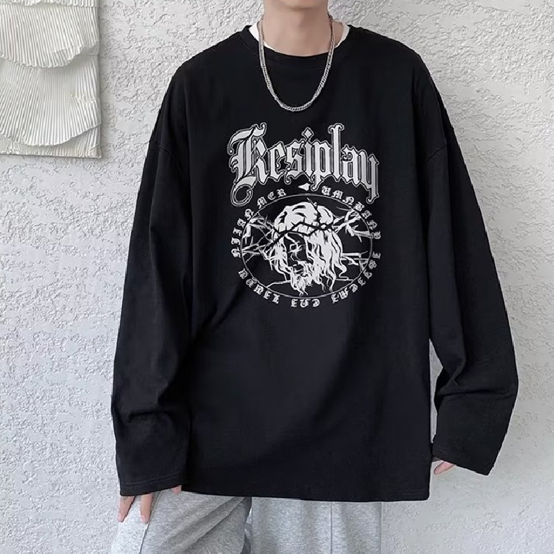 Áo Thun Tay Dài Dáng Rộng In Họa Tiết Hoạt Hình Phong Cách Hip Hop Nhật Bản Thời Trang Cho Nam Và Nữ size M-5XL