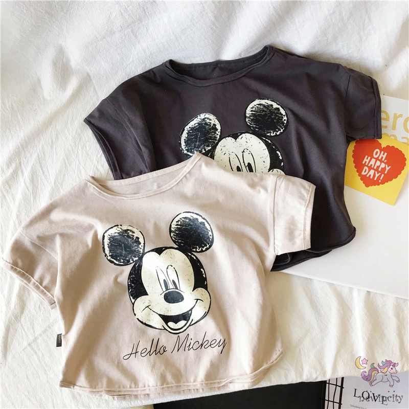 Áo thun tay ngắn in hình hoạt họa phong cách Hàn Quốc cho trẻ em