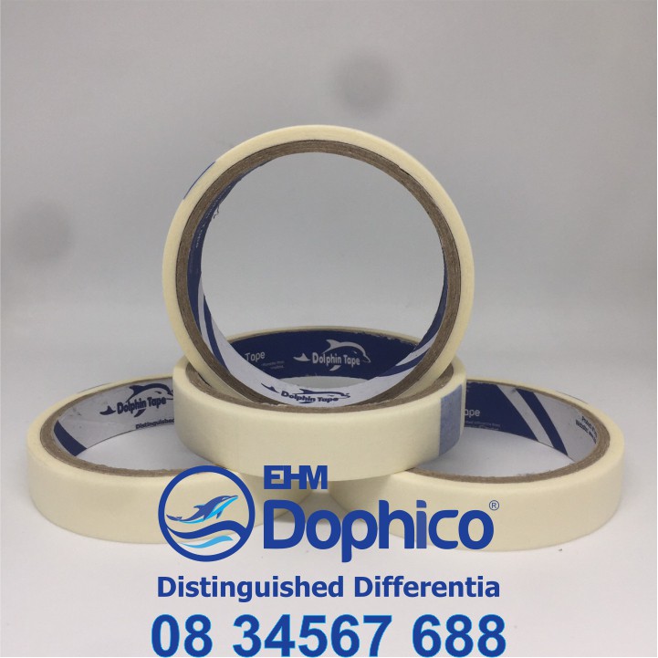 Băng dính giấy Dolphin (18mm*10Y) dùng dán viết ghi chú, kẻ chỉ sơn tường, cố định tranh vẽ, chặn màu nước