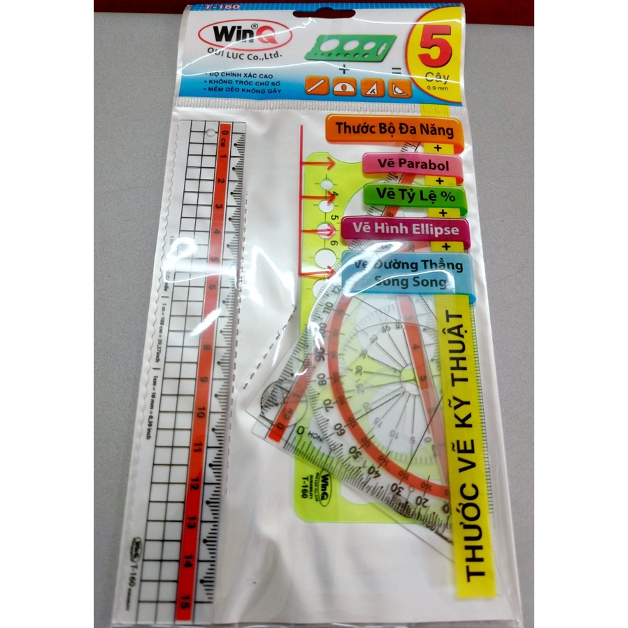 Bộ 5 Cây Thước Dẻo Trắng WinQ T-160