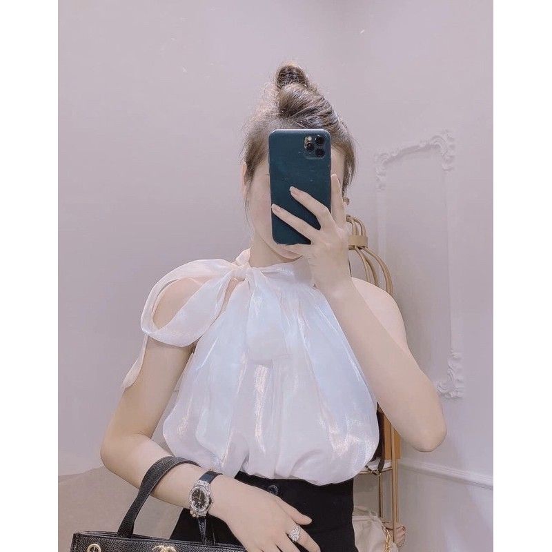 Áo tơ áo yếm nữ cột nơ điệu đà ❤️ áo chất liệu vải tơ mềm mịn
