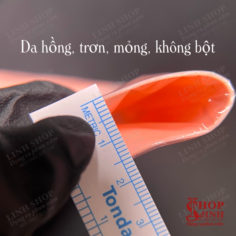 Da hồng dày không bột Da giả tập phun xăm, trơn mềm dày hơn 1mm Linh Shop...