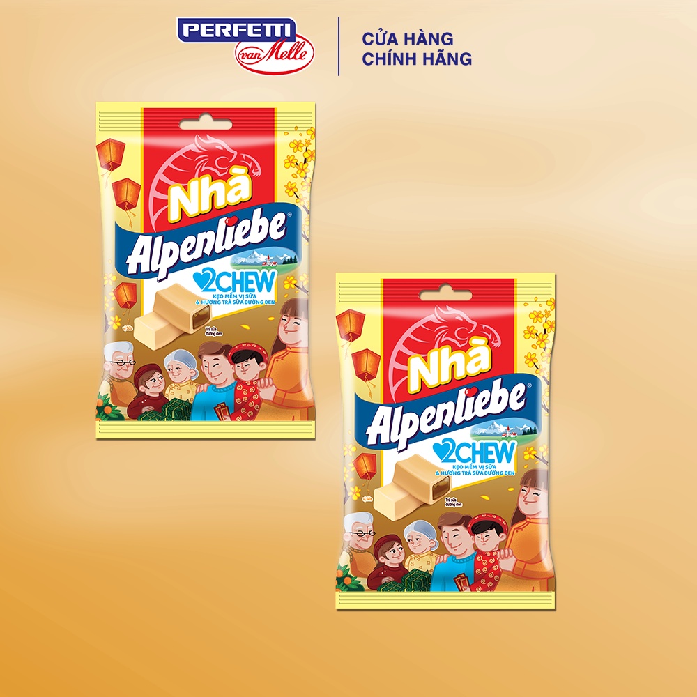 Combo ngọt ngào: 2 gói Kẹo Mềm Alpenliebe 2Chew Vị Sữa Và Hương Trà Sữa Đường Đen