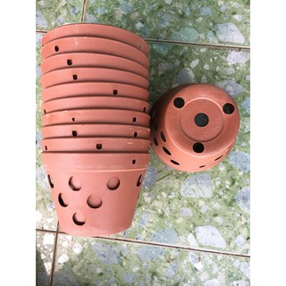 Combo 5 chậu giả đất 15cm và 5 móc treo chậu