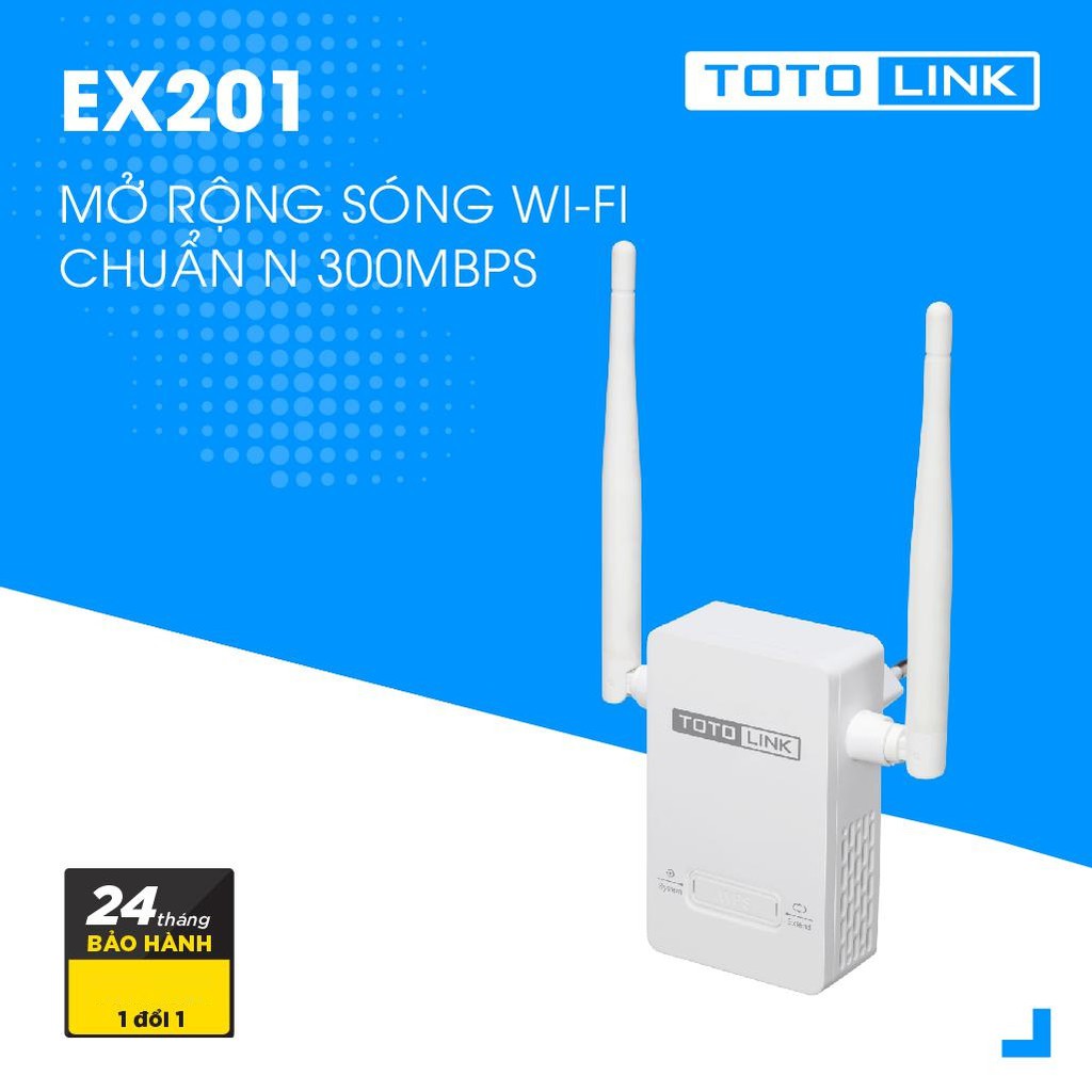 Mở rộng sóng Wi-Fi chuẩn N 300Mbps Totolink EX201