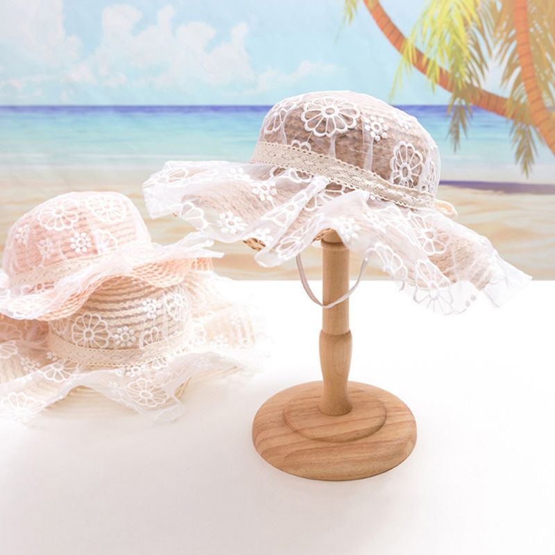 Mũ Cói Chống Nắng Phối Ren Thoáng Khí Thời Trang Mùa Hè 2020 Dành Cho Bé Gái