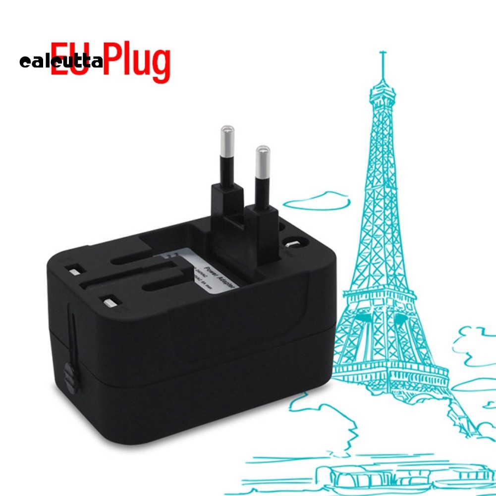 Bộ chuyển đổi ổ cắm US AU EU UK 2 cổng USB tiện lợi du lịch