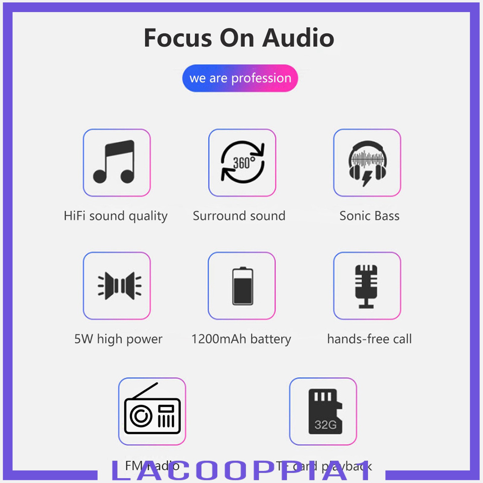 Loa Bluetooth Lapopopia1 Âm Thanh Siêu Trầm Hỗ Trợ Fm / Aux / Tf / Mp3