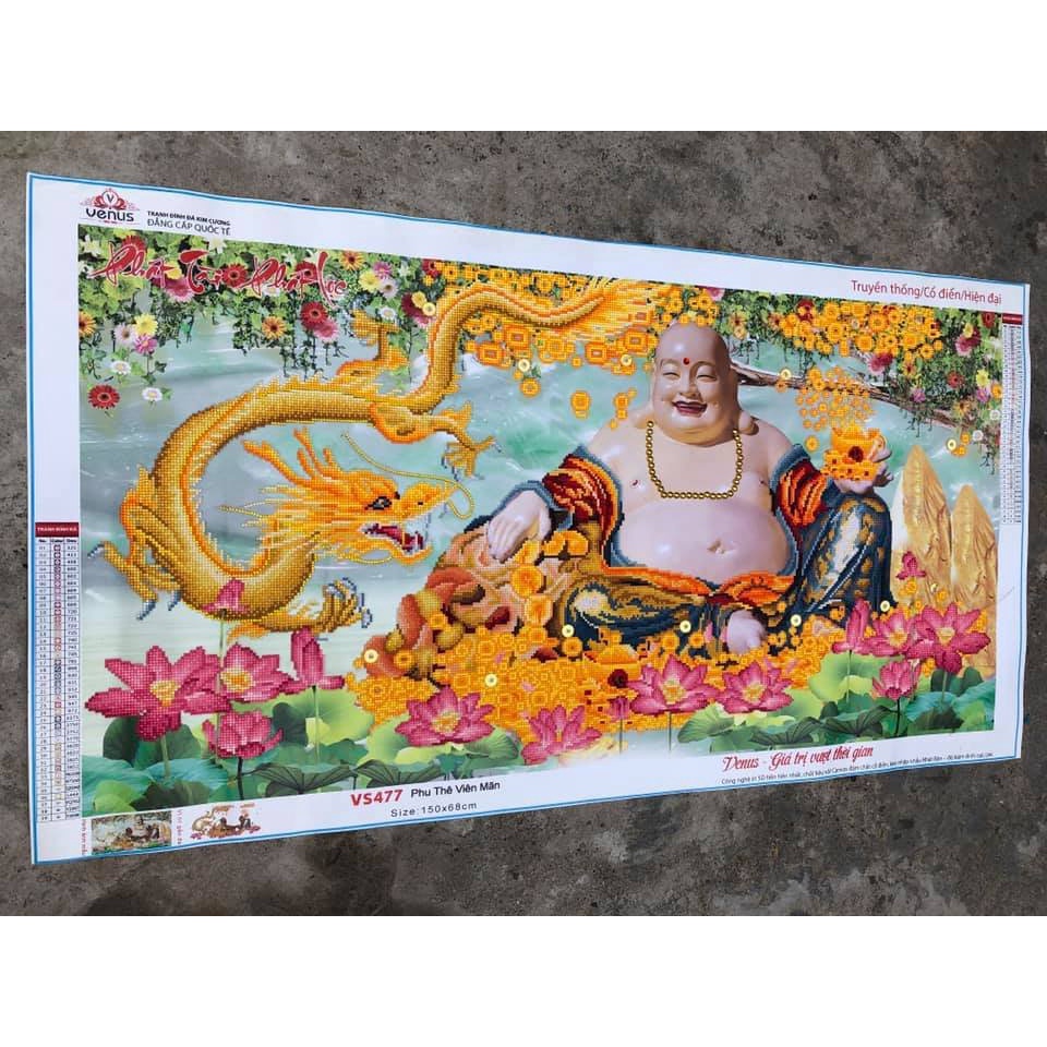 Tranh đính đá Phật Di Lặc Phát Tài Phát Lộc - Tranh chưa đính đá