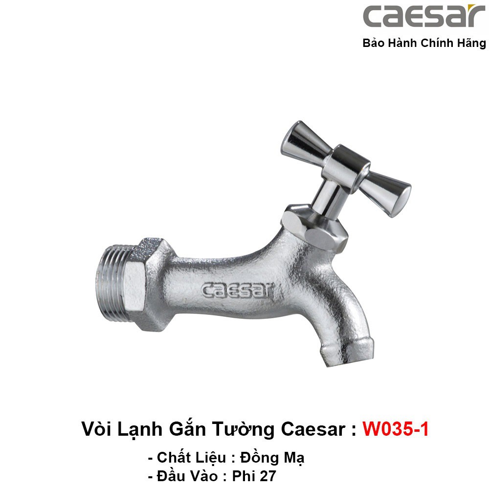 Vòi Lạnh Gắn Tường Caesar W035 và W035-1 phi 27