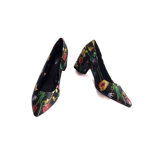 Giày Da Cao Gót Nữ 3D Gót Vuông cao 7cm (ảnh thật)