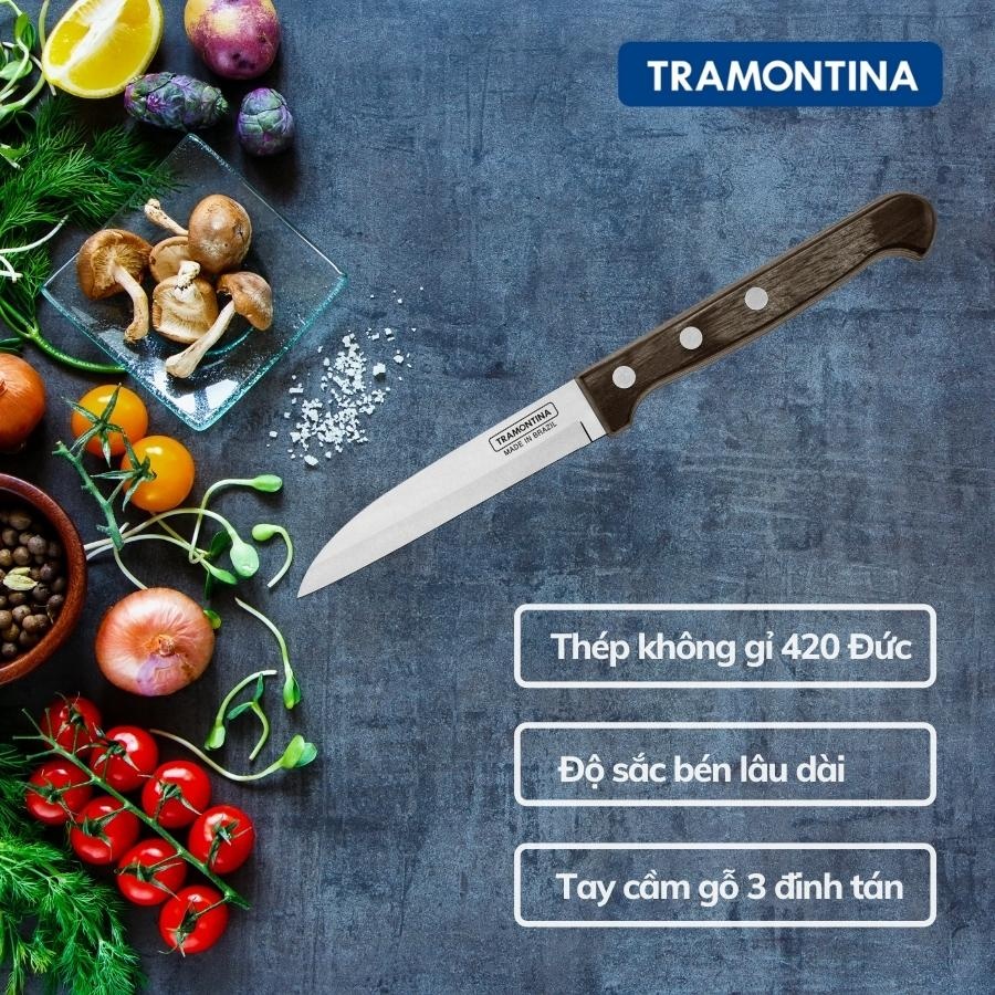 Bộ dao Polywood gồm dao chặt, thái, gọt chính hãng Tramontina Brazil