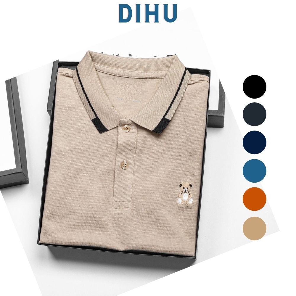 Áo thun polo nam cổ bẻ, áo polo nam thêu gấu vải cá sấu Cotton xuất xịn, chuẩn form,sang trọng-lịch lãm Dihu