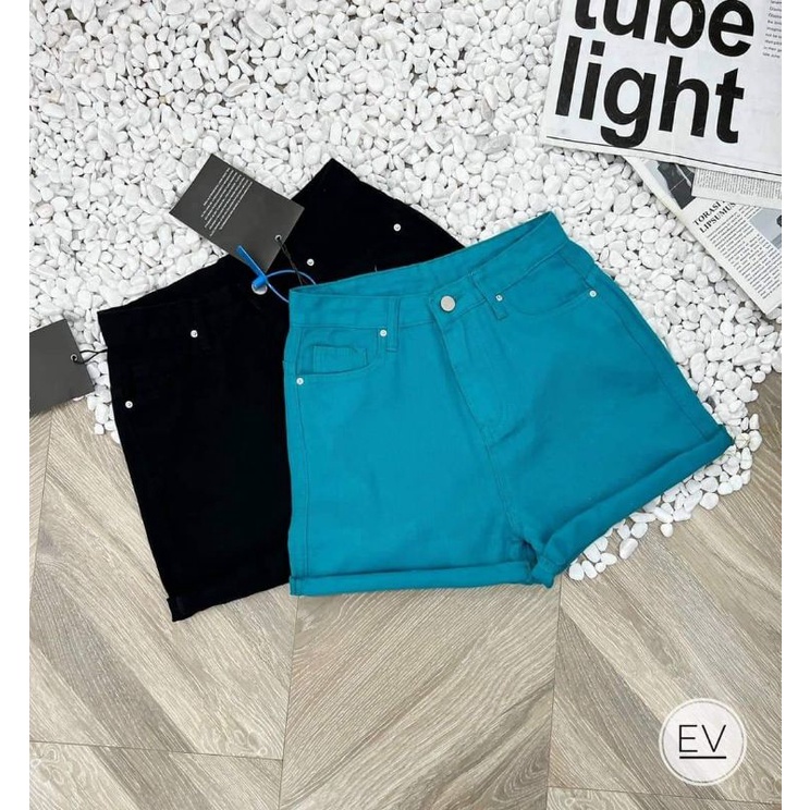 Quần sooc jeans trơn kèm đai hàng QCL1