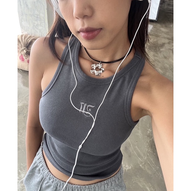 Áo Tank Top Dáng Dài Thêu M tiemmem - Xám , Xám Đậm, Hồng, Hồng Tím