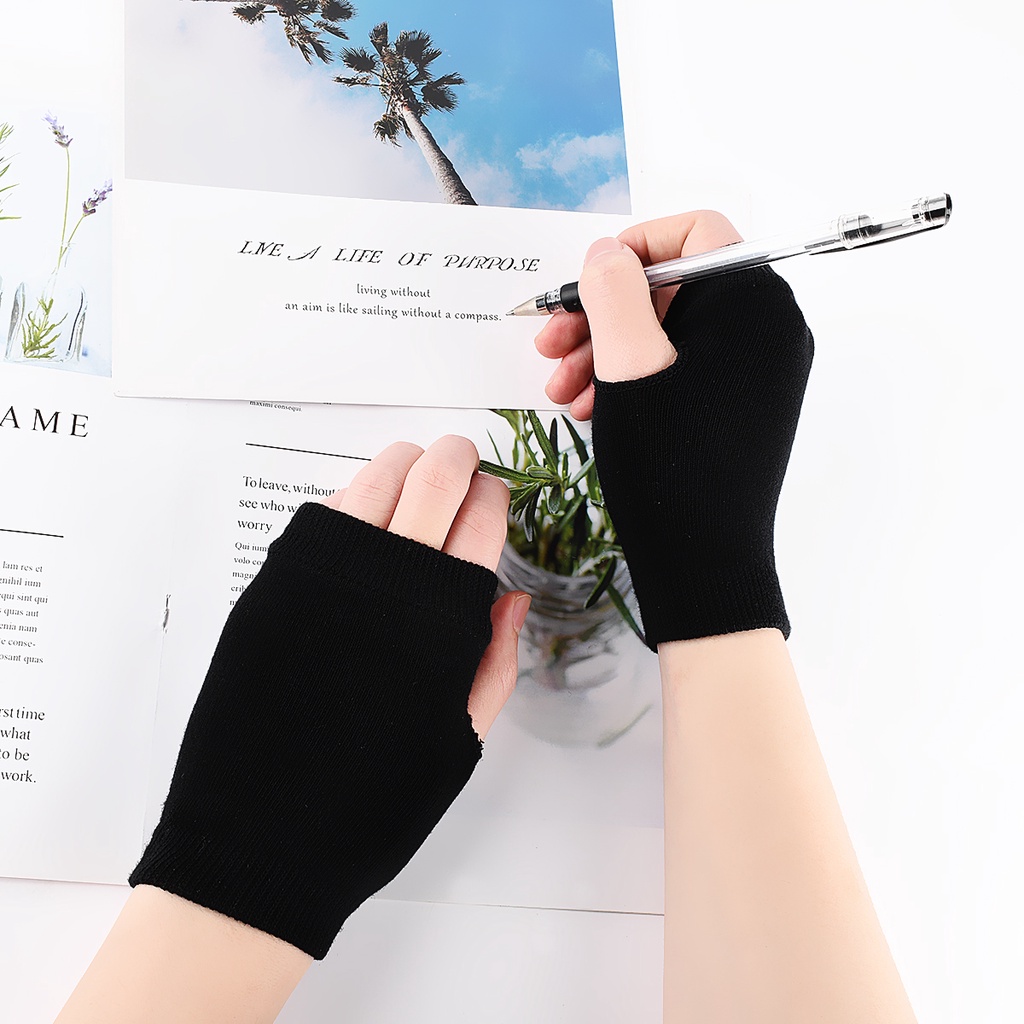 Đôi Găng Tay Len Hở Ngón Ấm Áp Thời Trang Cho Nữ