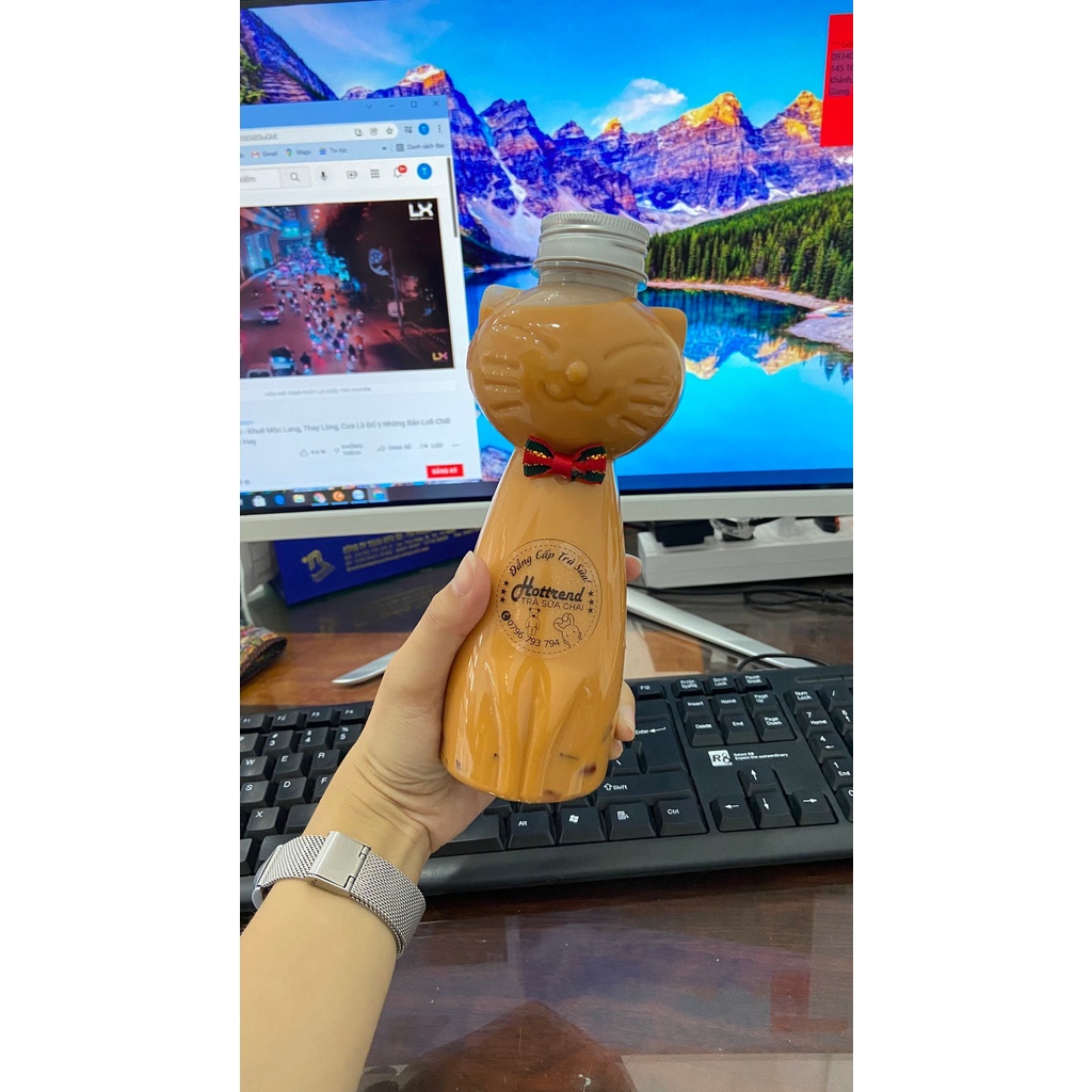 Giá Sỉ: Thùng 50 Chai Nhựa PET Nhân Vật Cao Cấp Mẫu Hình Con Mèo 500 ML