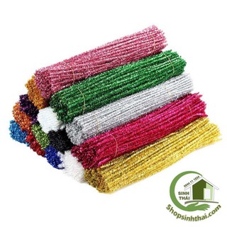 Dây kẽm xù kim tuyến, kẽm làm đồ chơi, mô hình ( bó 10 cây dài 30cm ) - màu bạc