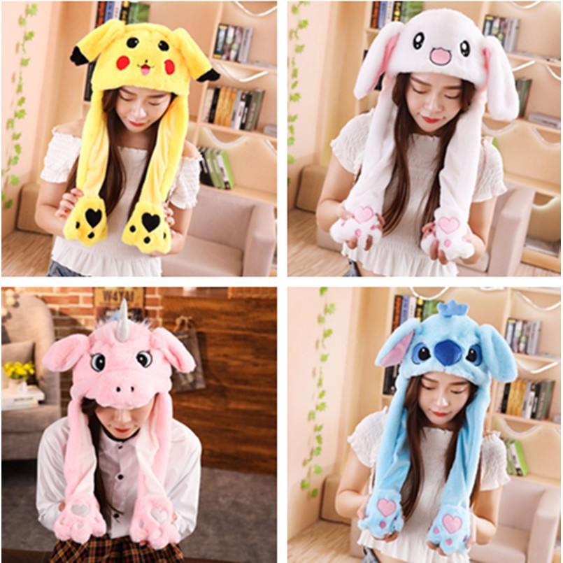 Kawaii Hat with cute rabbit ears Pikachu Unicorn animal Hat