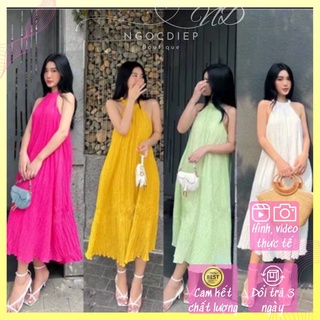 Váy Đầm Maxi Đũi Xốp Cổ Yếm