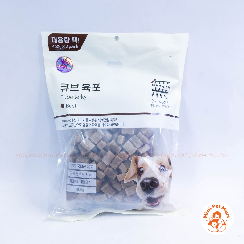 Thịt bò viên cho chó BOWWOW 800g - snack, bánh thưởng cho chó