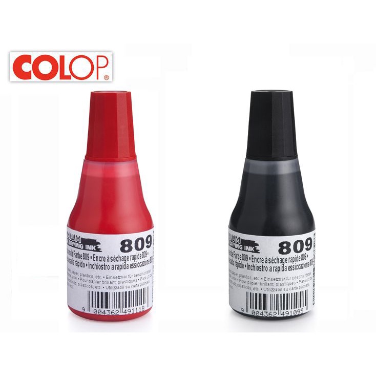 Mực dấu đặc biệt có thể đổ cho dấu flash EOS bám chắc trên mọi chất liệu-COLOP 809 Đen