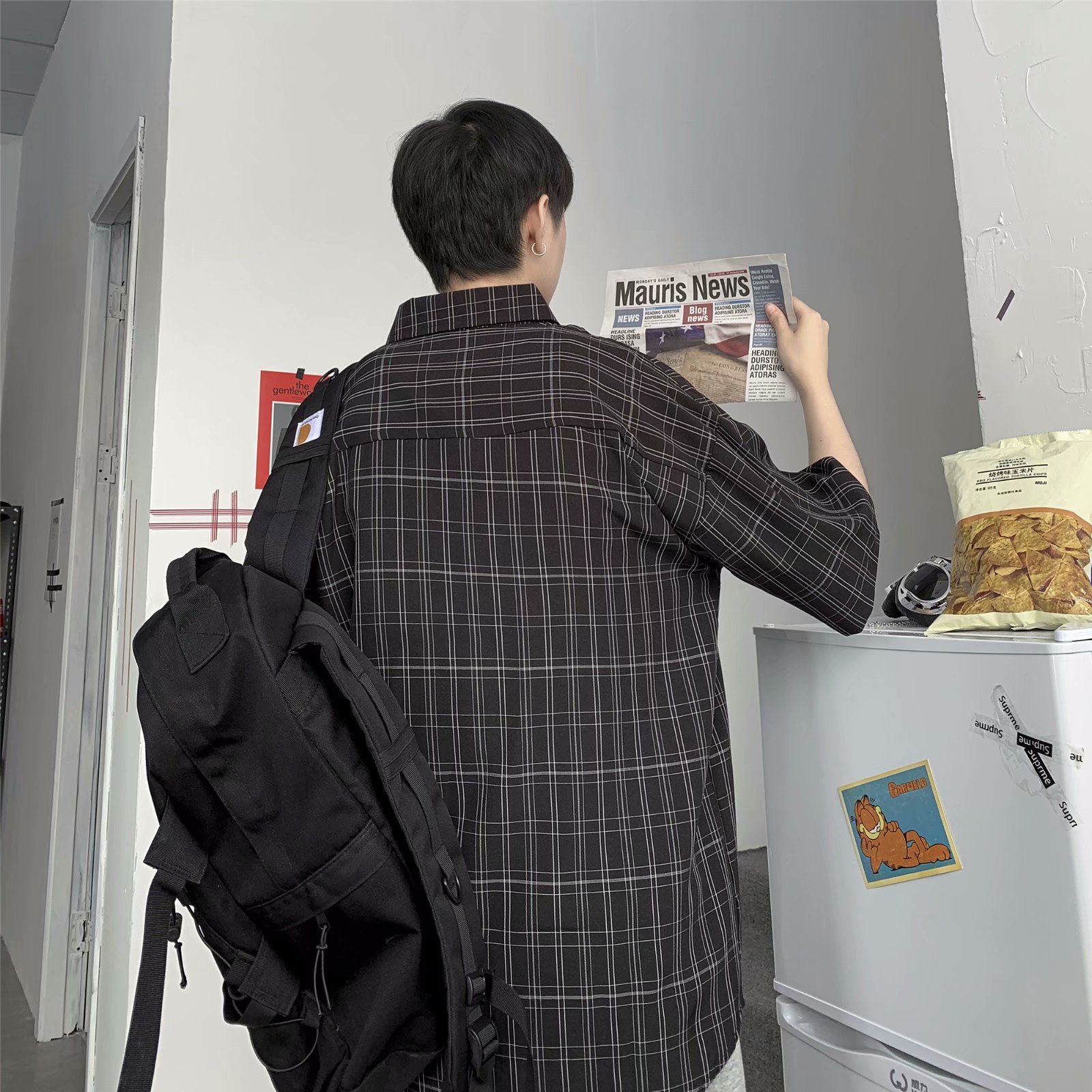 Áo Sơ Mi Ca Rô Ngắn Tay Form Rộng Phong Cách Hàn Quốc Dành Cho Nữ / Size M-3Xl | BigBuy360 - bigbuy360.vn