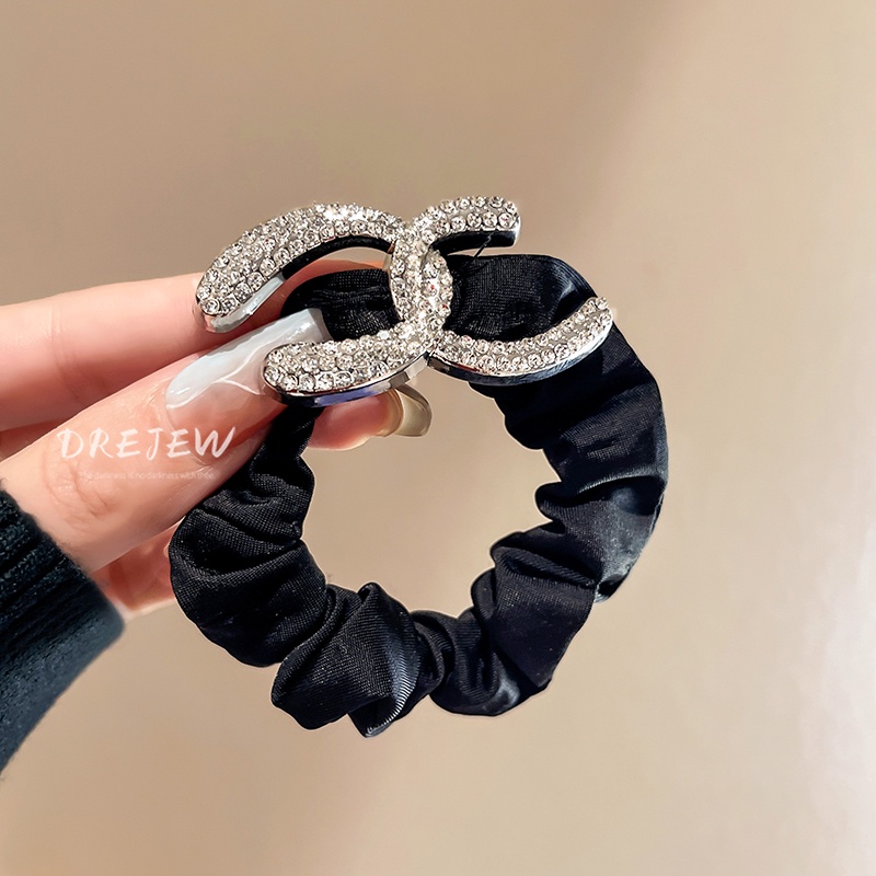 DREJEW Dây Cột Tóc Đính Kim Cương Giả In Chữ Phong Cách Hàn Quốc Đơn Giản Thời Trang