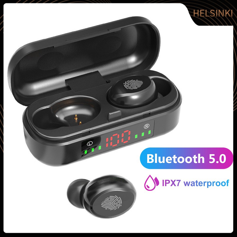 Tai Nghe Bluetooth 5.0 Không Dây Hel + V8 Tws Chống Nước Có Màn Hình Hiển Thị