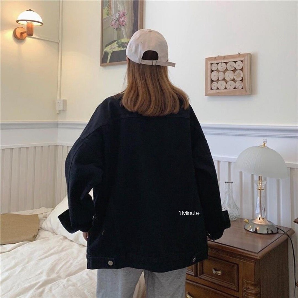 Áo khoác jeans Unisex Ulzzang - Áo khoác bò nam nữ phong cách thời trang trẻ trung 1Minute