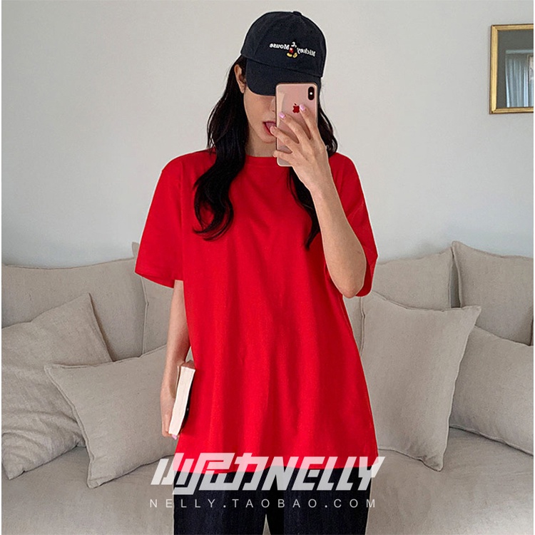 Áo phông Nelly Heybig ngắn tay trơn màu đỏ