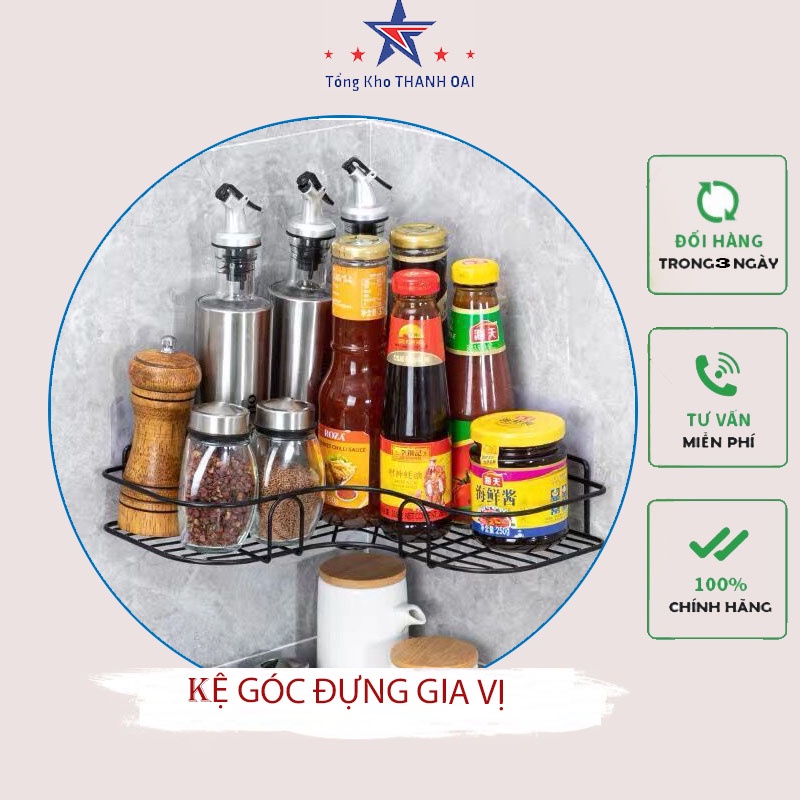 Kệ đựng đồ gia vị nhà bếp đa năng treo tường kệ đựng đồ nhà tắm tiện dụng không cần khoan vít