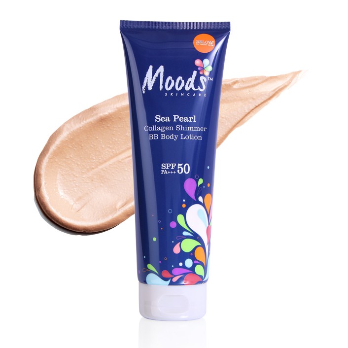 Kem dưỡng make up body trắng da toàn thân Moods Sea Pearl Collagen Shimmer SPF50 300g