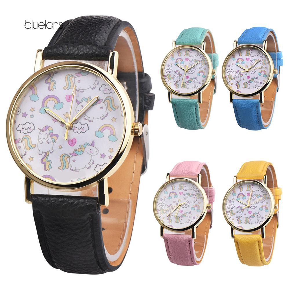 Đồng hồ dây giả da hình ngựa Unicorn xinh xắn