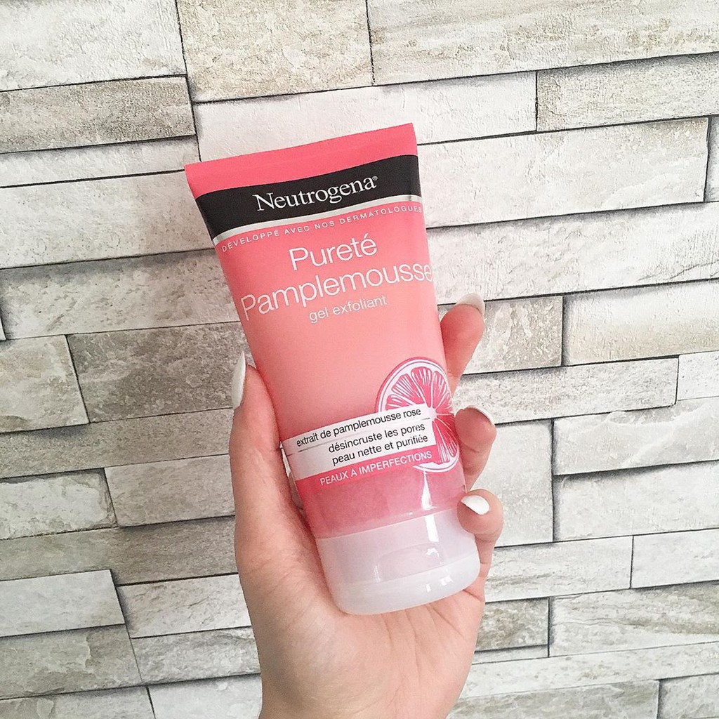 Neutrogena Visibly Clear Gel Nettoyant Exfoliant Pamplemousse Rose - Gel Rửa Kết Hợp Tẩy Da Chết Giảm Mụn 150ml