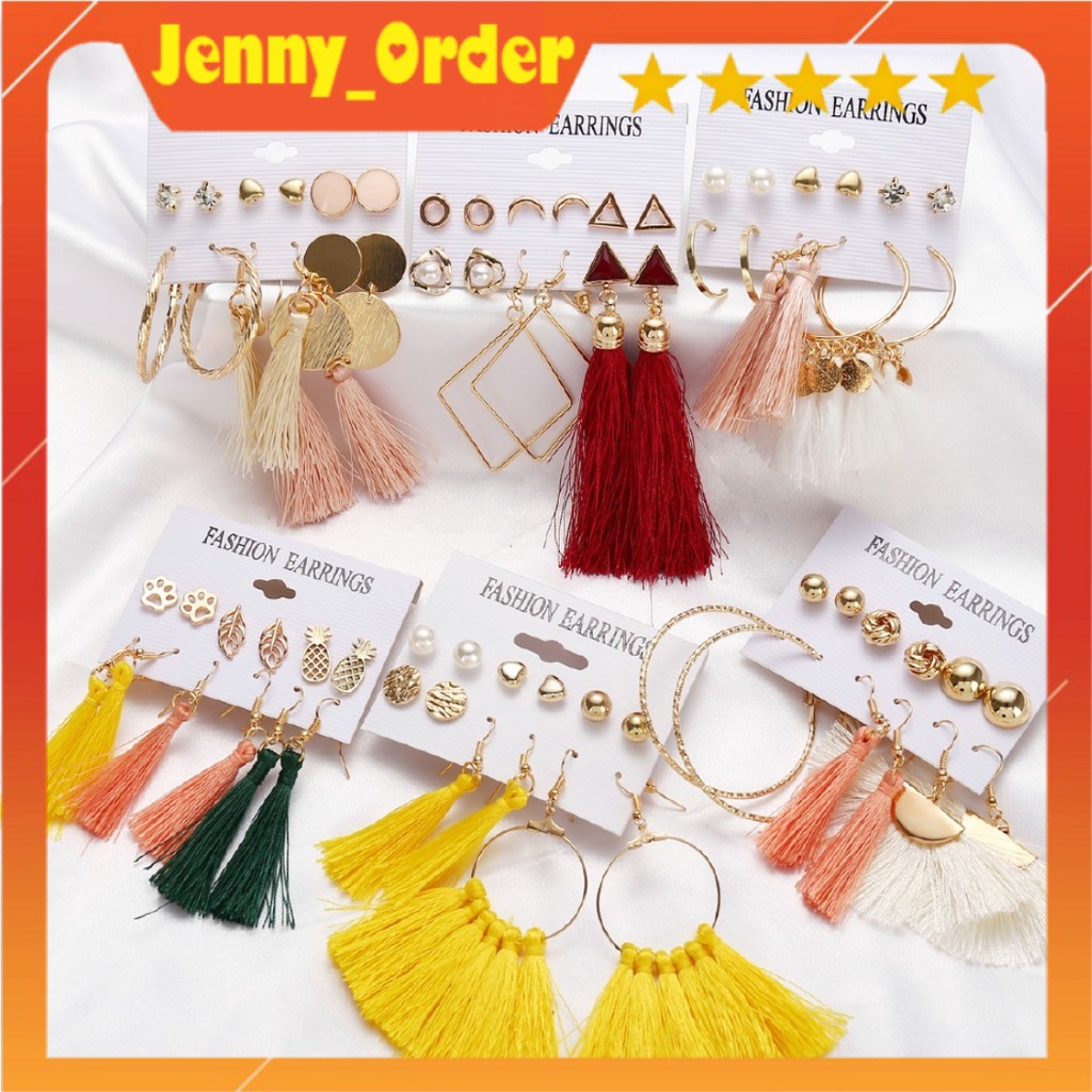 Set khuyên tai boho thổ cẩm