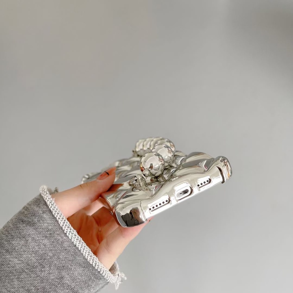 Ốp điện thoại dẻo chống rơi đính hạt mạ bạc nhân tạo thích hợp cho IPHONE 12 PRO MAX 11 PRO MAX XS MAX XR X 7 PLUS