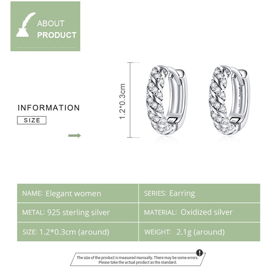 Bông tai Bamoer BSE512 bạc Sterling 925 dát đá Zircon chính hãng làm quà tặng cho phụ nữ và bé gái