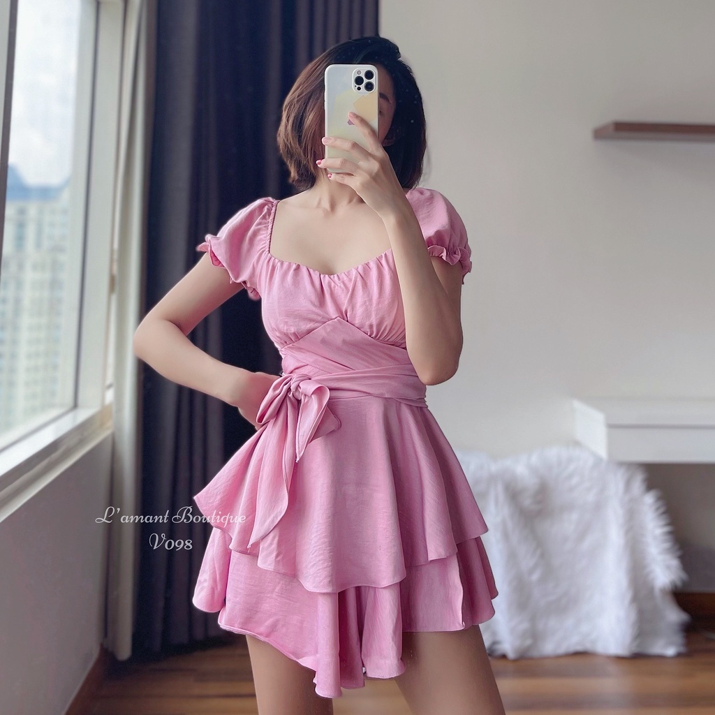 Đầm xòe tầng thắt nơ eo De2cee